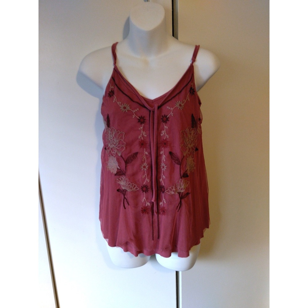 Women's Embroidered‎ Mesh Overlay Top Size M Fairy Coquette Feminine Whimsy